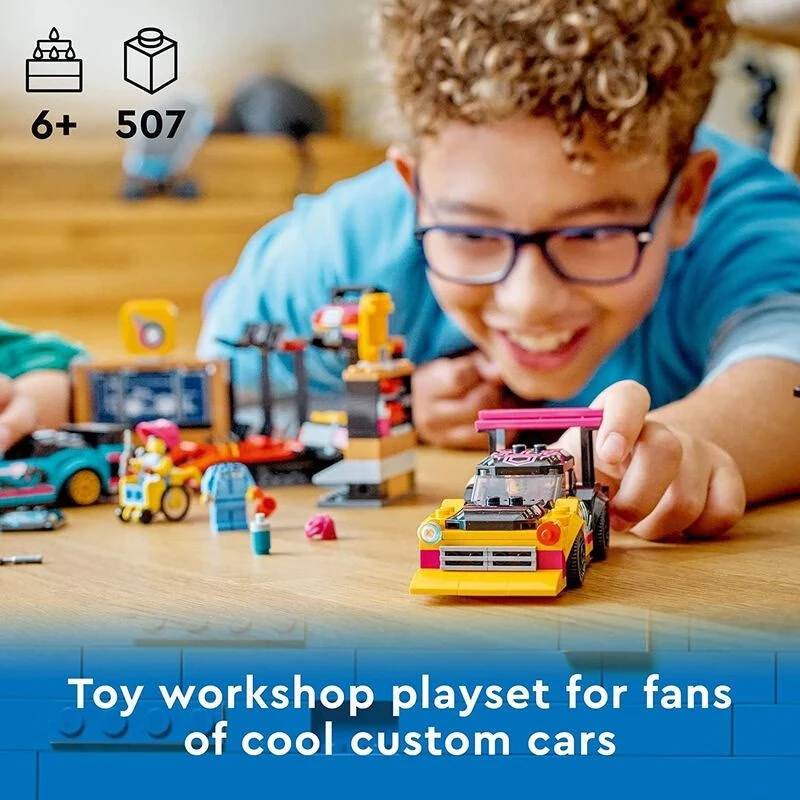 558 قطعة محطة تخصيص سيارات المدينة الرائعة ‌   60389 تكوين جراج السيارة جدار المحرك رفع نموذج ألعاب المكعبات