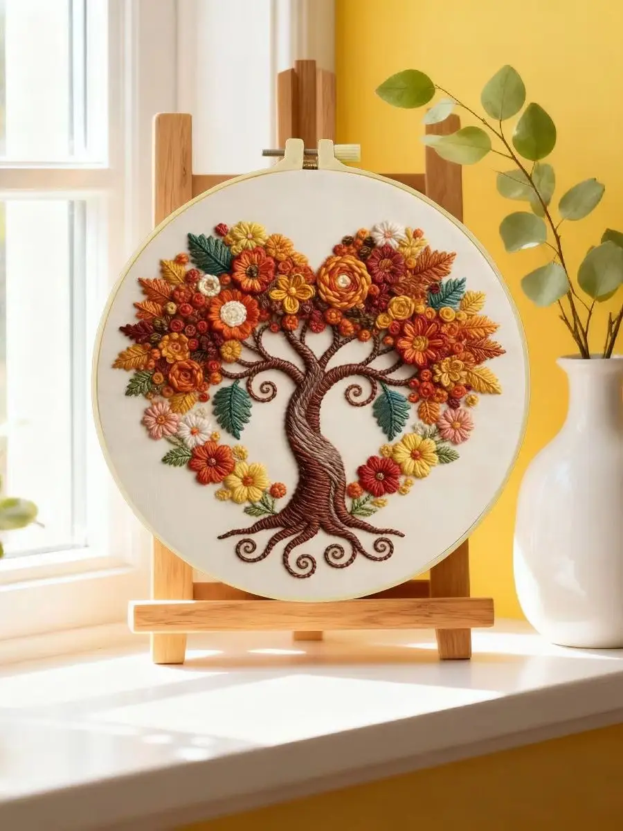 1 Stück 20X20CM/15X15CM 7,87/6,3 Zoll Baum des Lebens Stickerei Starter-Kit DIY-Kit DIY-Stickerei-Set für Anfänger – Detail 6