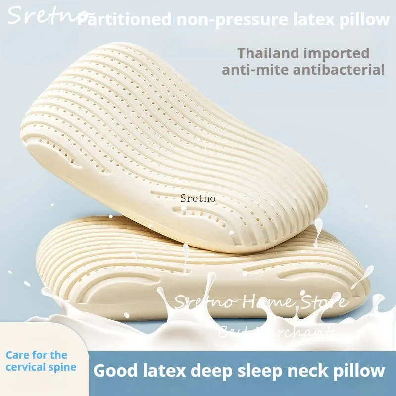 

Thailand Latex Pillow Natural Rubber Pillow Core Partitioned Protection Neck Sleep Aid Adult Student Pillows almohadas de viaje