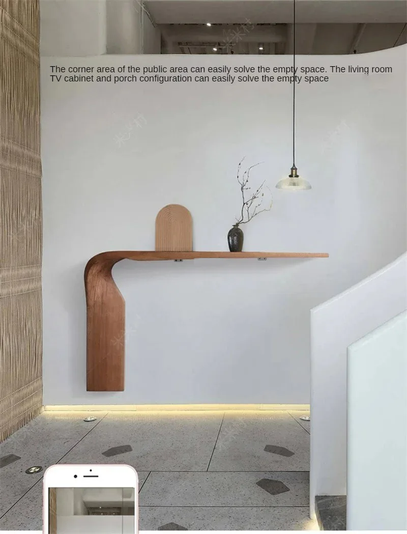 Simple Art Console Table Creative Entrance Furniture Console High-grade Special-shaped Solid Wood Wall Nordic Decorative Table E