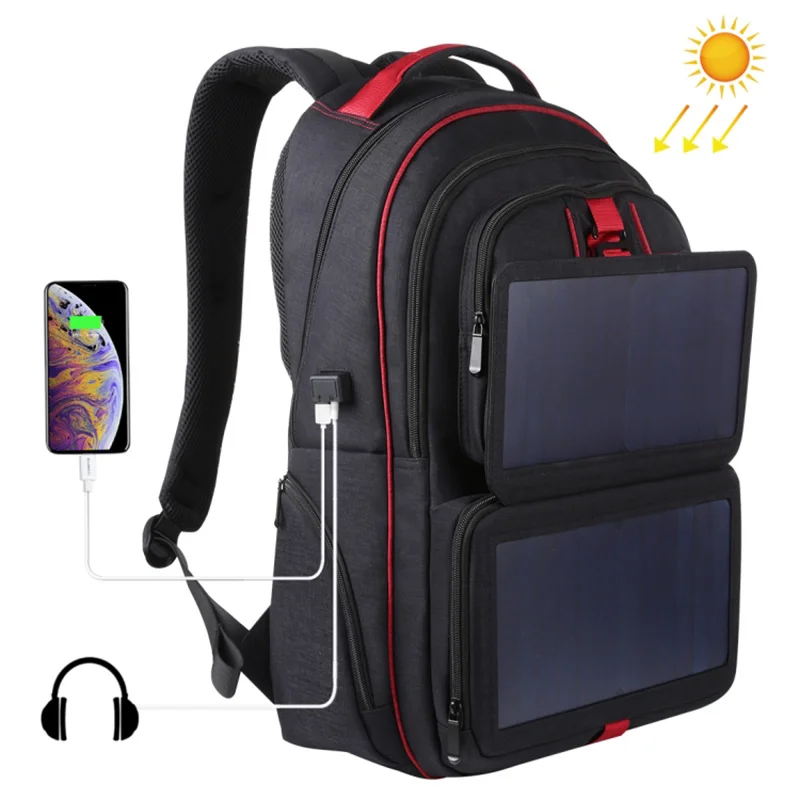 

14W 5V solar backpack with panel Battery Power Bank Charger for Smartphone Outdoor Camping Climbing Travel Hiking