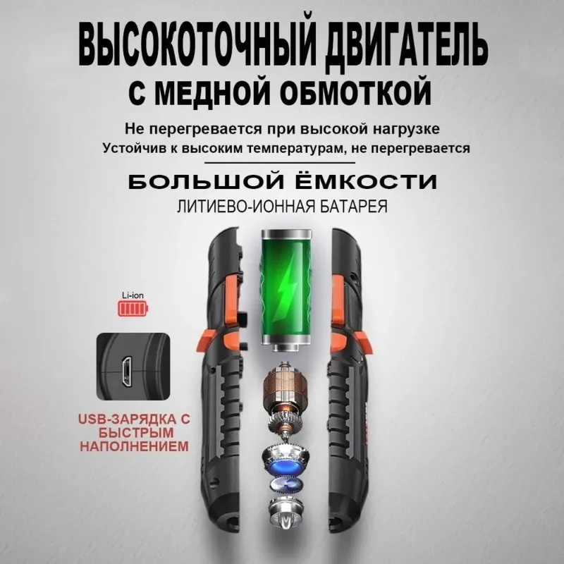 

【ORNAMENT】Беспроводной набор отверток с 47 насадками — мощный, эргономичный и универсальный, для домашнего и профессионального использования