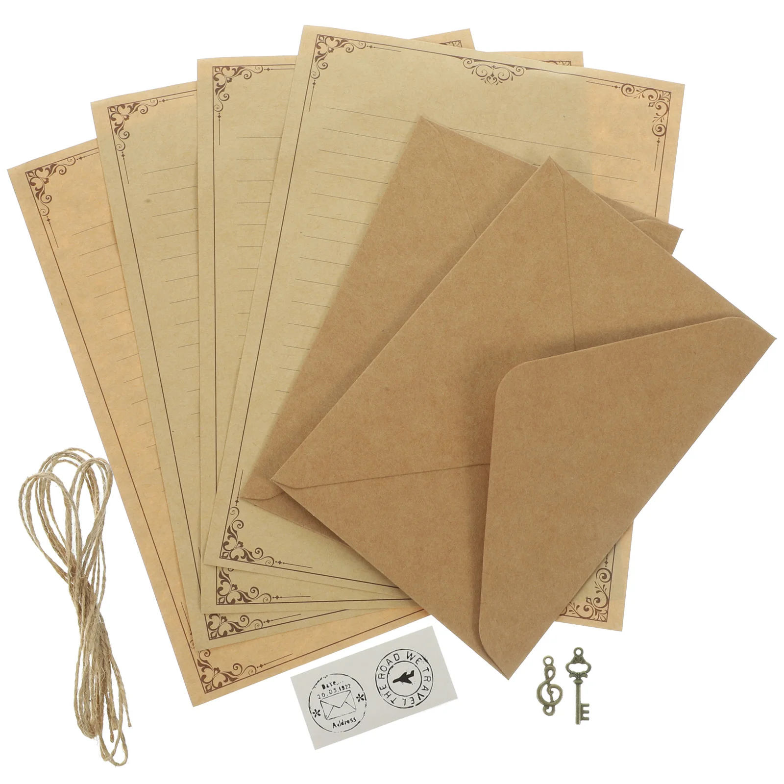 2 Sets Blank Travelers Notebook Insert Page DIY Postcard Word Retro Letter Papers Envelope Stationary Supply Student Kit