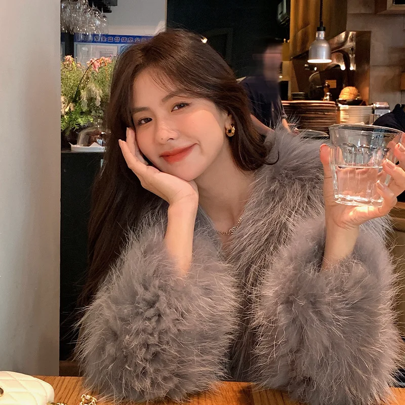 Short Coat Women Faux Fur Coats Jackets Thick Warm Y2k Streetwear Jacket Work Elegant Splice Outerwear 2025 Autumn Winter
