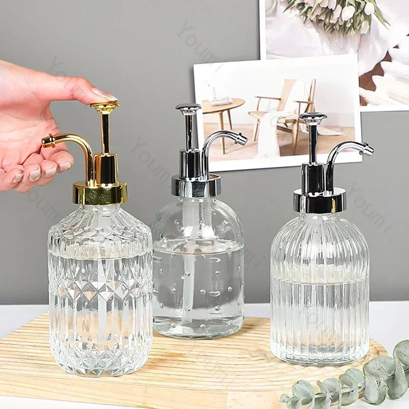 

Nordic Relief Glass Shampoo Bottle Hotel Bathroom Accessories Pressing Type Soap Dispenser Home Shampoo Dispenser Bottles