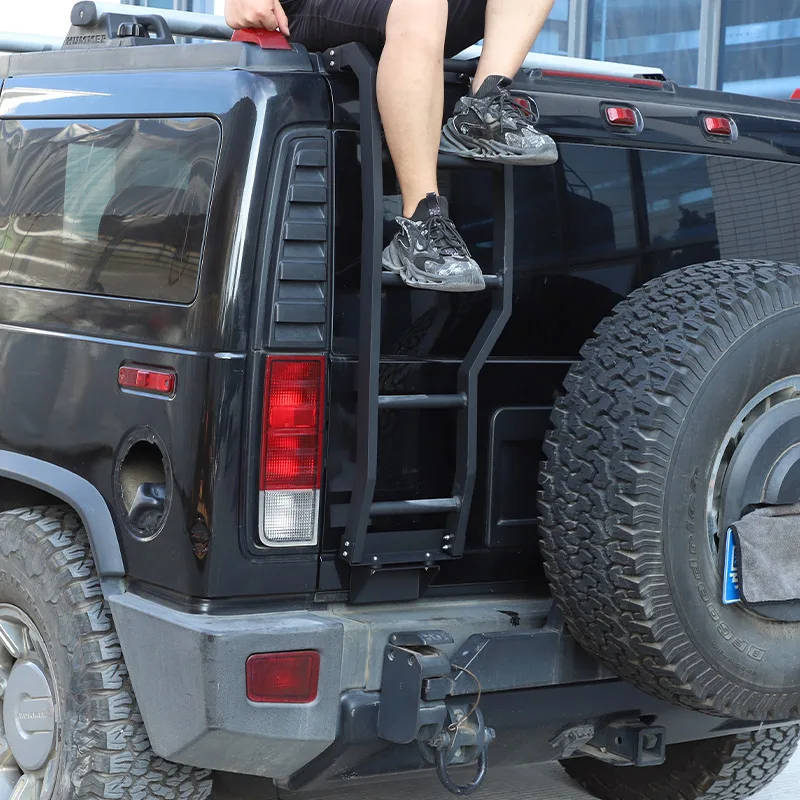 For Hummer H2 2003-2009 Aluminum Alloy Car Rear Door Climbing Ladder Roof Climbing Ladder Accessories Car Modification