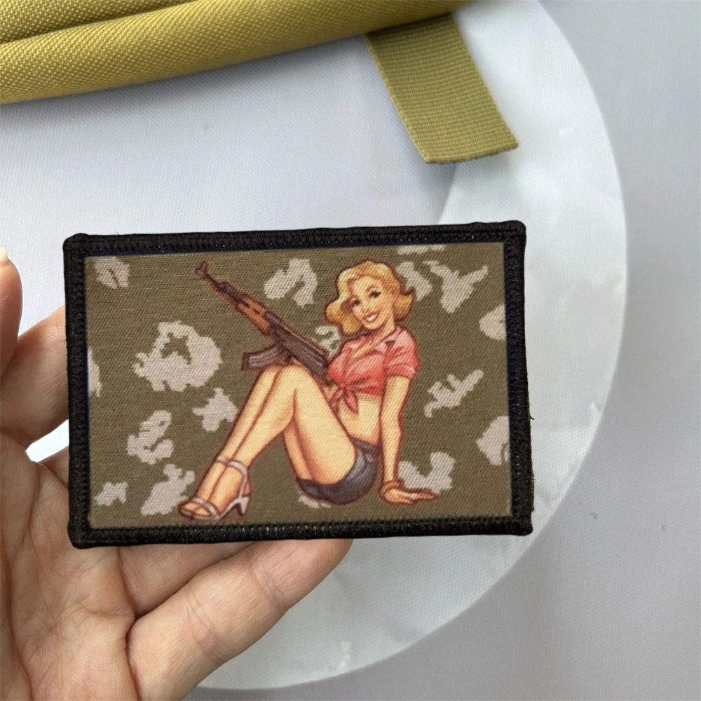 Sexy Goddess Snipers with A Gun Morale Badge Printed Patches Tactical Armband Backpack Hook and Loop Stickers