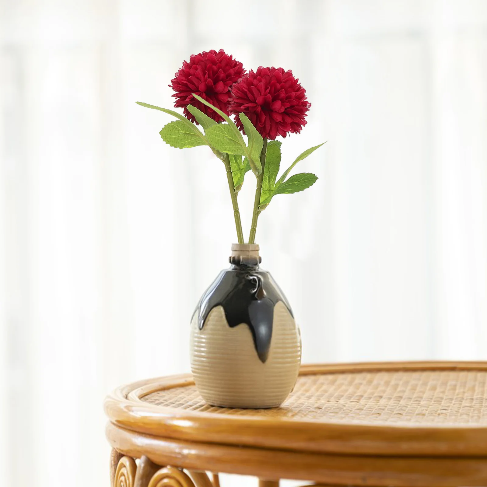 

10pcs Artificial Red Chrysanthemum Ball Lifelike Fake Flowers With Stems Elegant Wedding Centerpieces Diy Arrangement