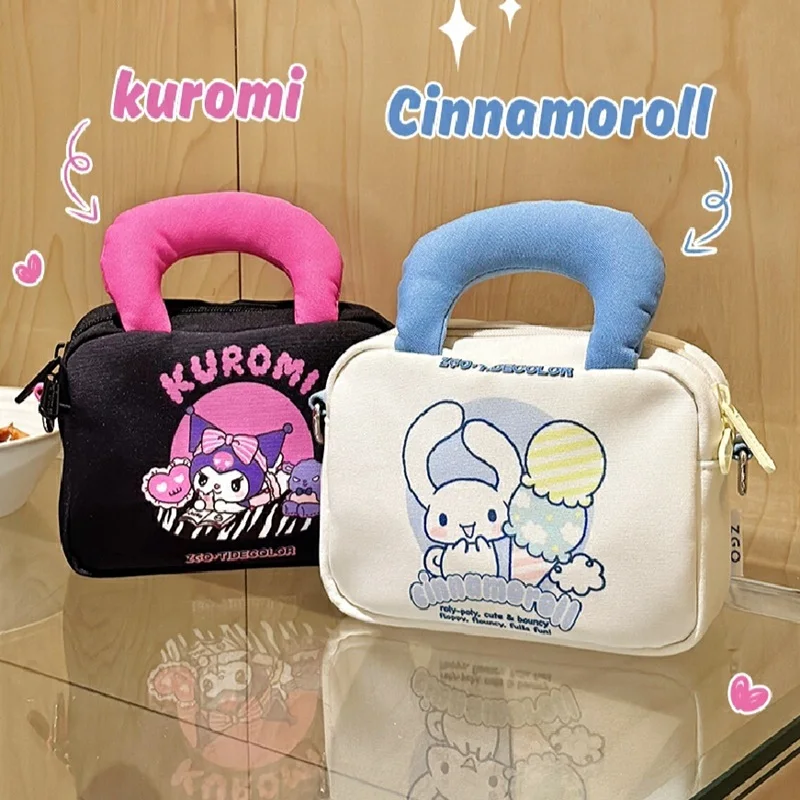 

Sanrio мультяшная сумка с буквенным принтом для женщин, милая сумка через плечо, рюкзак Kawaii Kuromi с героями мультфильмов, праздничные подарки для девочек
