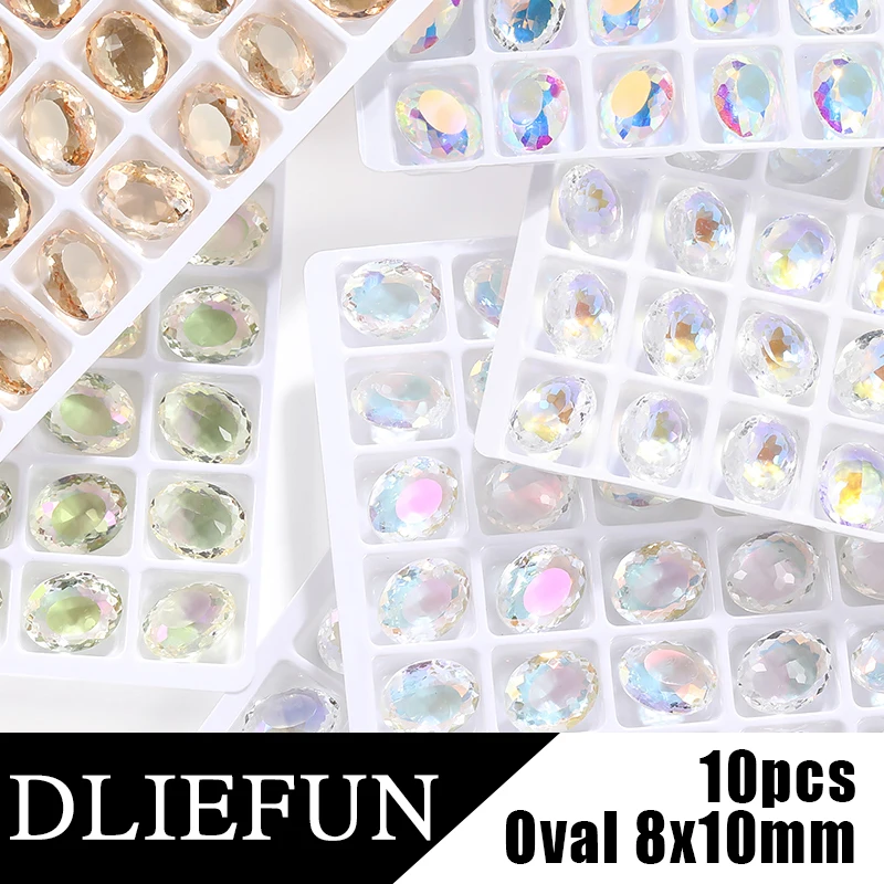 

8x10mm Oval Transparent Crytsals Glass Rhinestones Clothing Decoration Accessories Glitter Stones DIY Crafts Gems Glass Beads