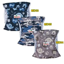 Washable Male Dog Diaper Cute Claw Bone Print Pet Sanitary Panties for Puppy Reusable Nappy Belly Wrap Leak Proof Diapers