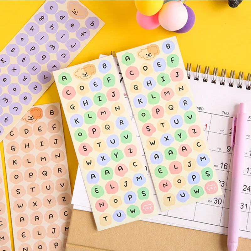 Korean Ins Wind Letter Sticker Heart Hand Account Material Color English Letter Sticker Bear Pattern Photo Sticker