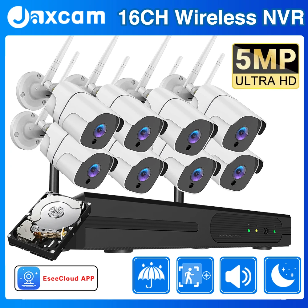 

5MP Full HD 16CH Беспроводной NVR Безопасность WIFI IP-камеры Системный комплект Умное наружное наблюдение CCTV Аудио Видео WIFI рекордер Комплект