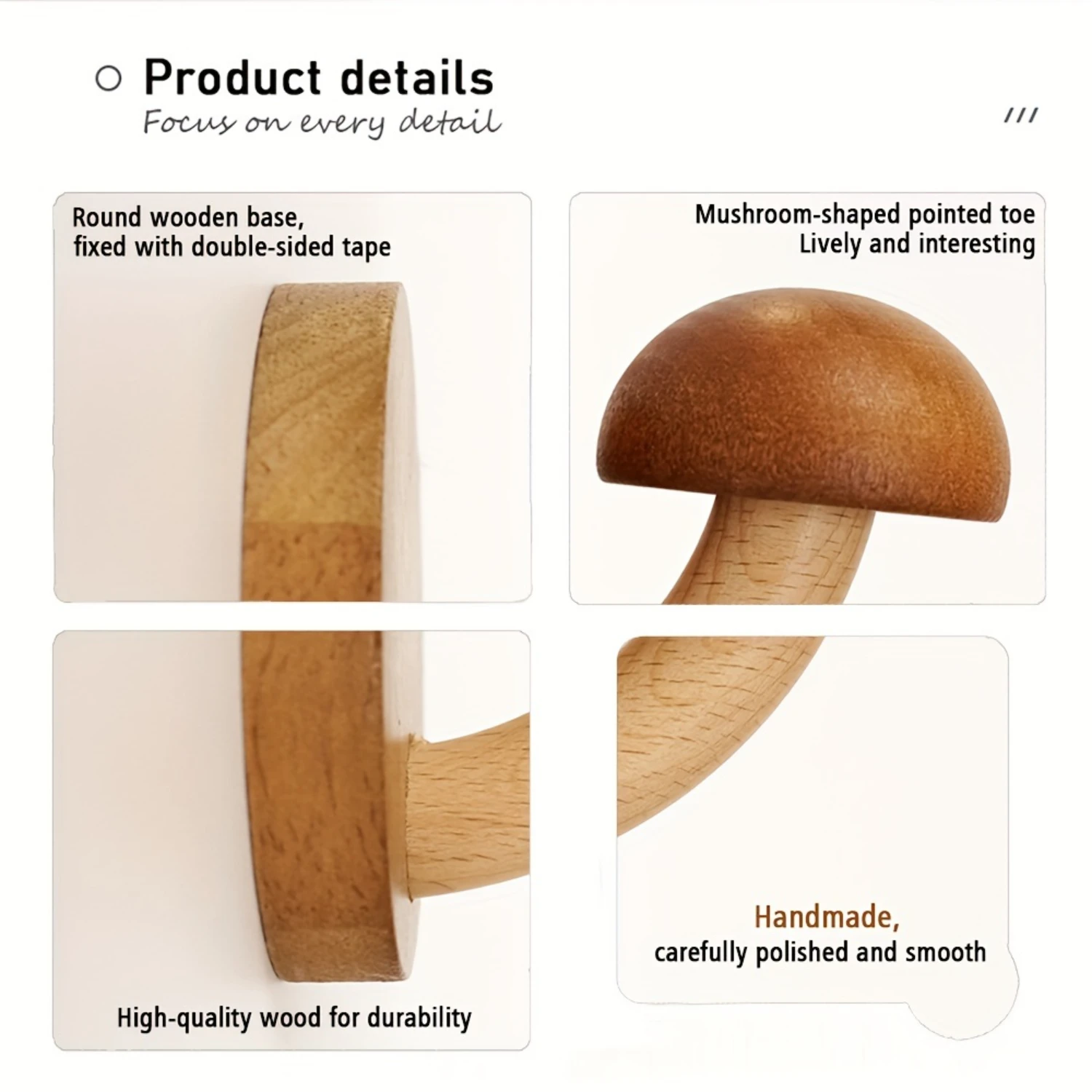 컬러 버섯 접착제 세트 - 내구성이 뛰어난 원목, 천공되지 않음, 강력한 접착 뒷면, 생생한 마감 - 12월에 딱 맞습니다.