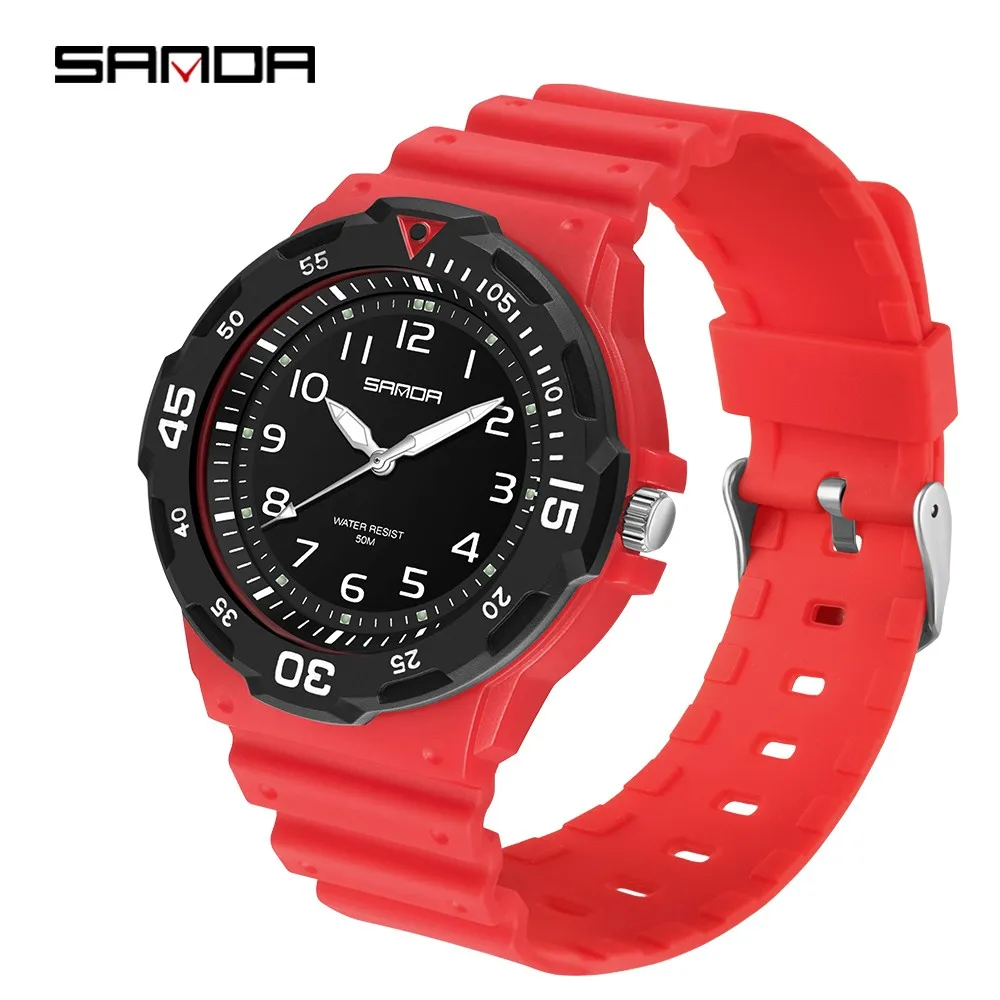 2022 Fashion Sanda Top Brand Watch Men Casual Silicone Waterproof Quartz Watches Luxury For Clock Relogio Feminino 6019