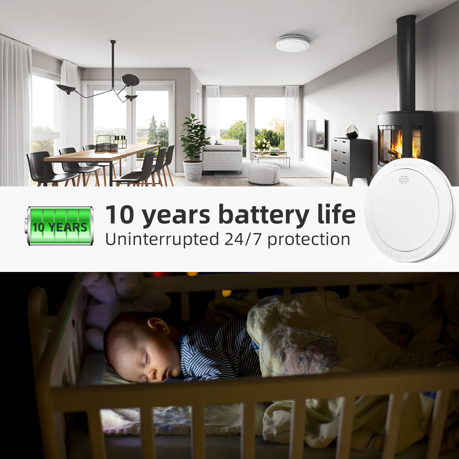 كاشف الدخان المترابط CPVAN ولوحة أمان ذكية WIFI 4G مقاس 7 بوصات، بطارية 10 سنوات متوافقة مع إنذار الدخان القياسي EN14604