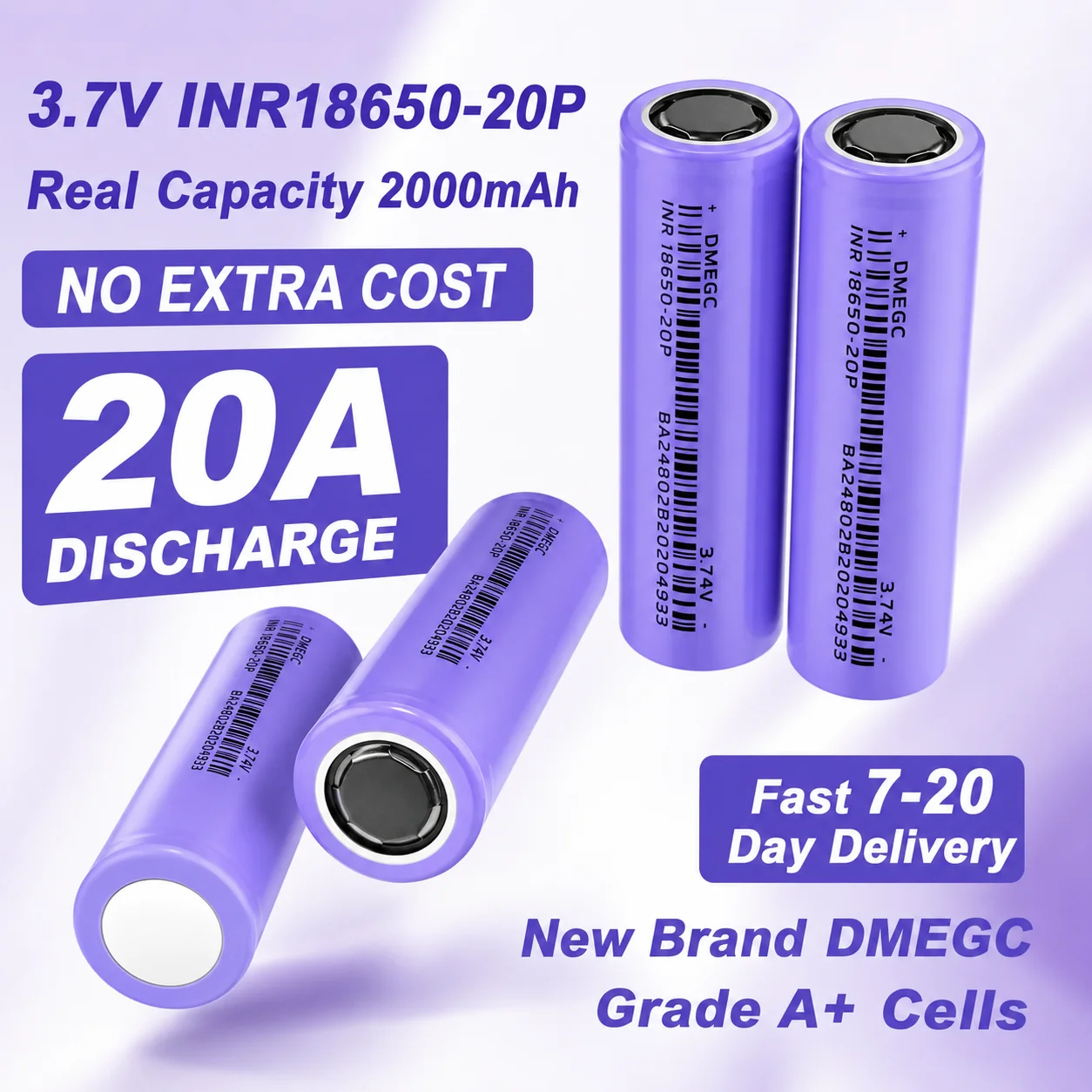 Rechargeable Li‑ion 18650 Battery INR18650 3.7V 2000mAh 10C 20A Discharge Lithium Battery Cell For Drone Toy Power Tools