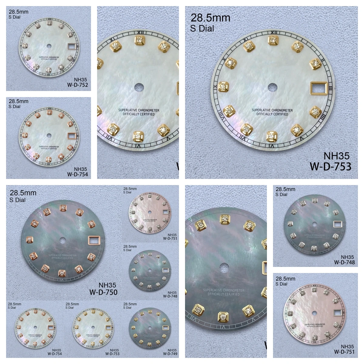 

28.5mm S Logo Shell Dial Fit NH35/NH36/4R/7S Japanese Movement High-Quality Diamond Dial Watch Modification Accessories