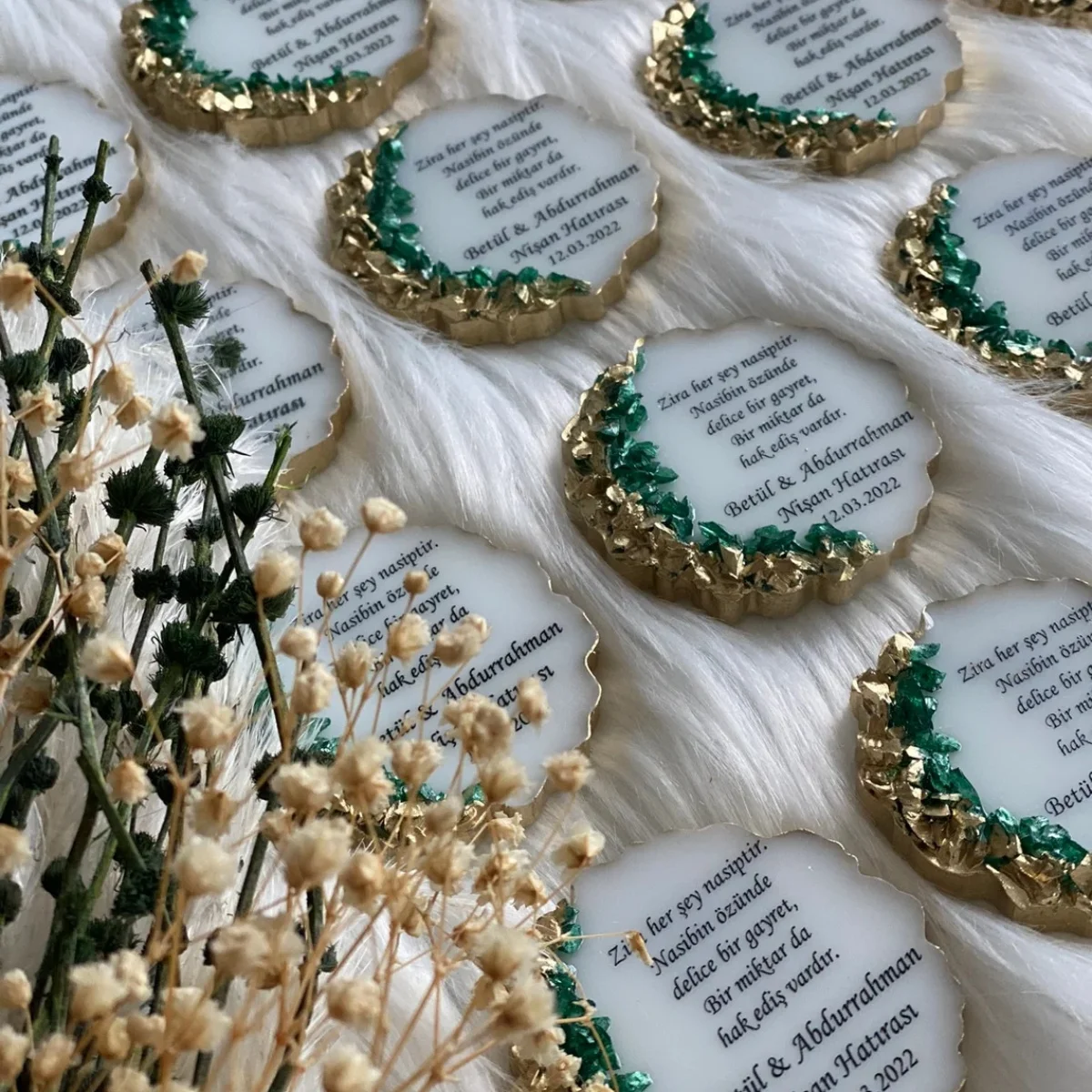 Emerald Green Stone Wedding Magnet, Wedding Favors, Epoxy Magnet, Engagement Favors,Epoxy Magnet, Anniversary Favors, islamic Fa