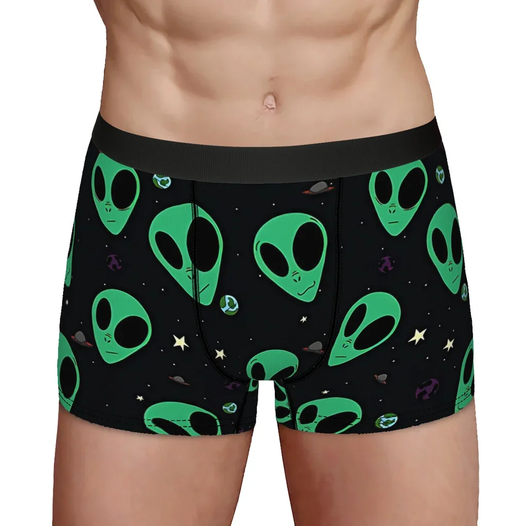 Seamless Alien Pattern Alien UFO Pattern Underpants Cotton Panties Male Underwear Ventilate Shorts Boxer Briefs