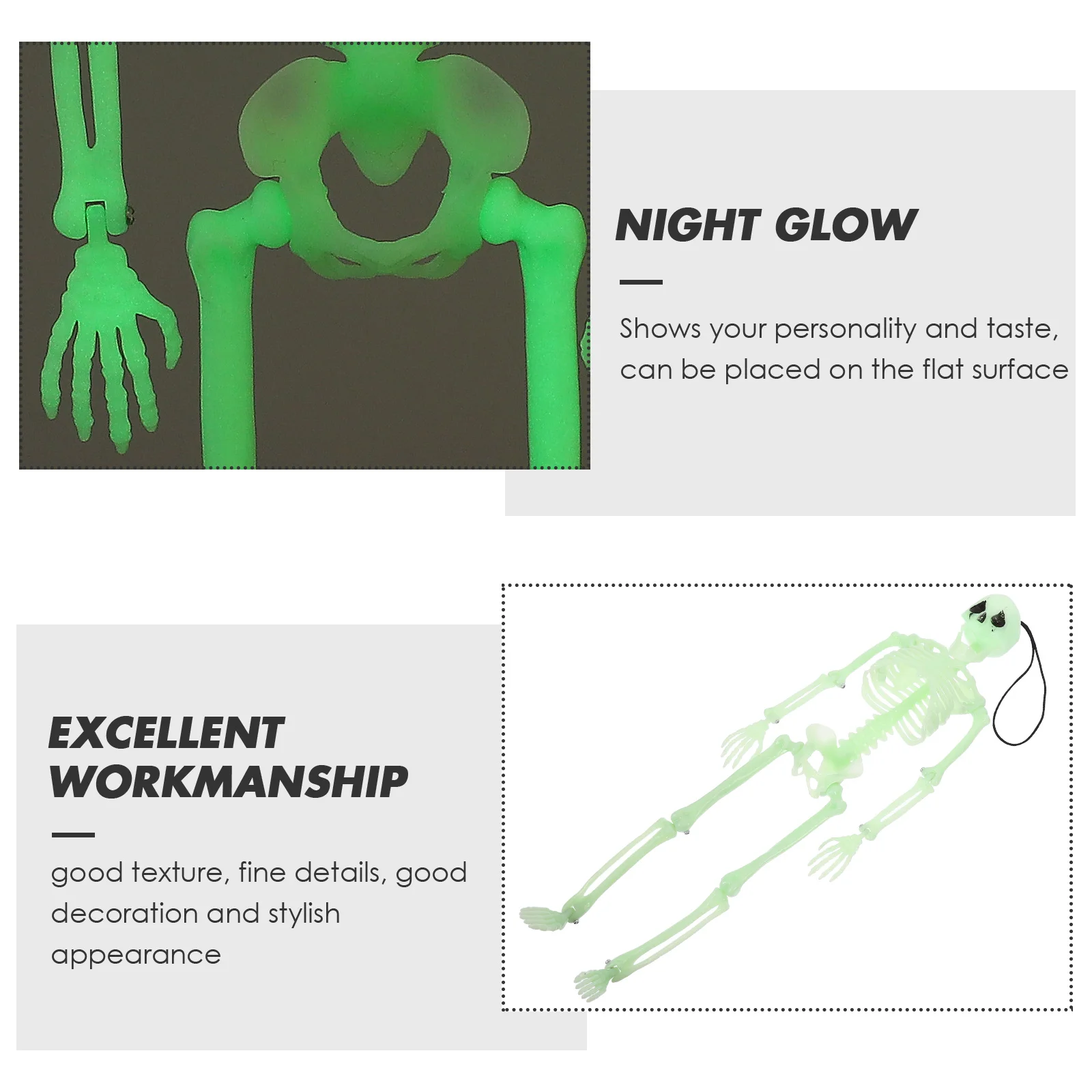 

Glow in The Dark Plastic Human Statue Halloween Decoration for Home Office Bar Coffee Shop Gift