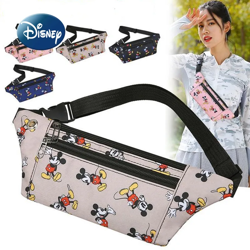 

New In Disney Women's Waist Bag Mickey Luxury Brand Women's Crossbody Bag Nylon Waterproof Fashion Trend Cartoon Cute Waist Bag