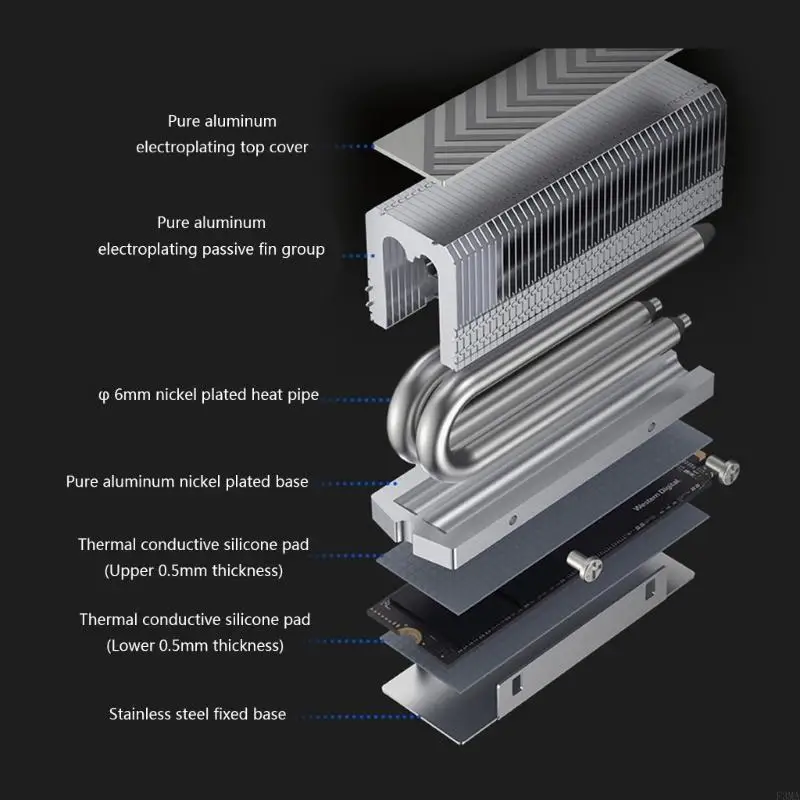 Enfriador SSD M.2 calidad F3MA, disipador térmico SSD M.2 2280, mejora eficiencia refrigeración para mejor