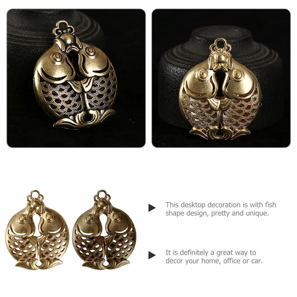 

2 Pcs Statue Key Chain Lovely Fish Modeling Craft Decor Pendant Small Fish Statue Decor Chinese Craft Lovely nament