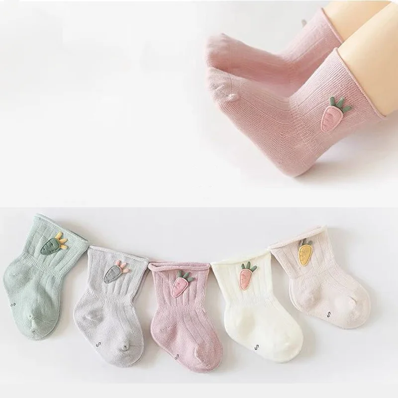 3Pair/lot New Baby Socks Cotton Cartoon Carrot Newborn Boys and Girls Foot Socks