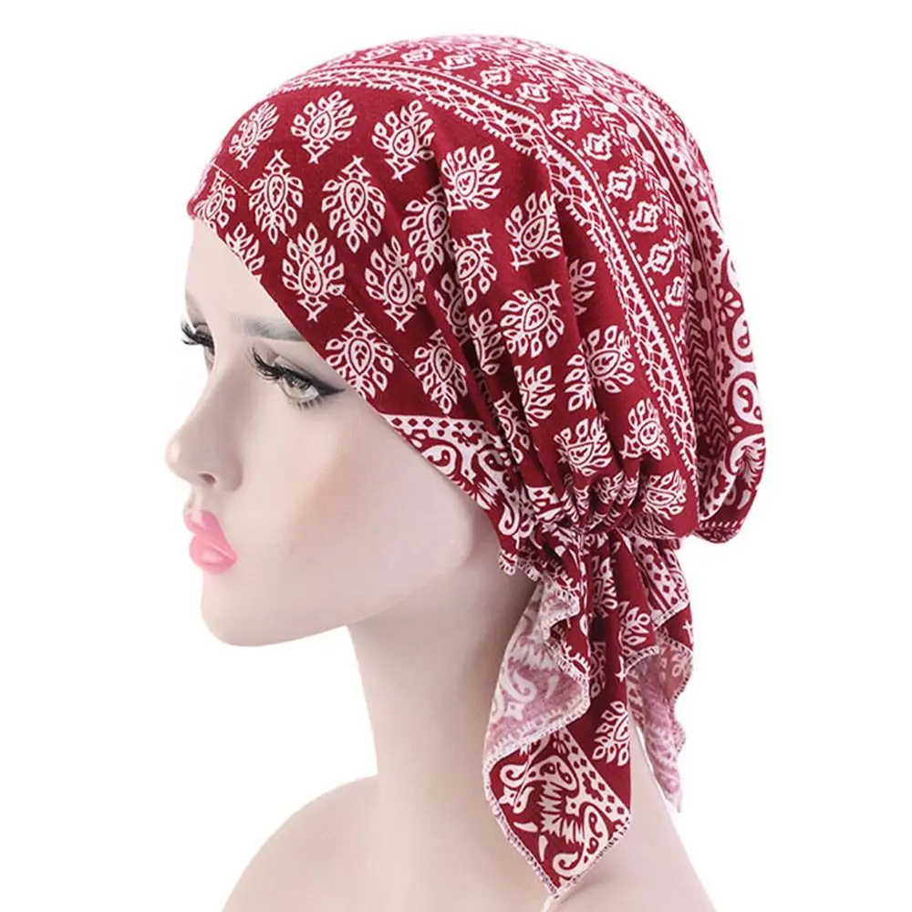 Men Women Fashion Casual Beanies Headwrap Cotton Hat Bandana Floral Print Turban Chemotherapy Hat Women National Wind