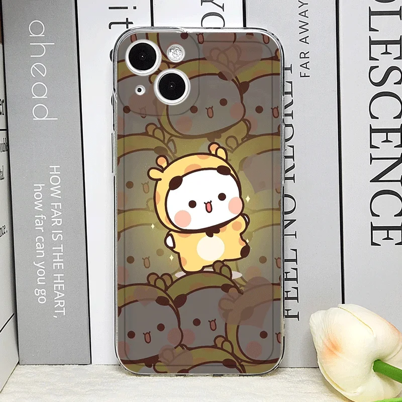 Simpatico orso animale BUBU DUDU Coppia Custodia per telefono per IPhone 16 Pro Max 15 14 13 12 11 Mini X XR XS SE2 7 8 14 Plus Copertina morbida accoppiata