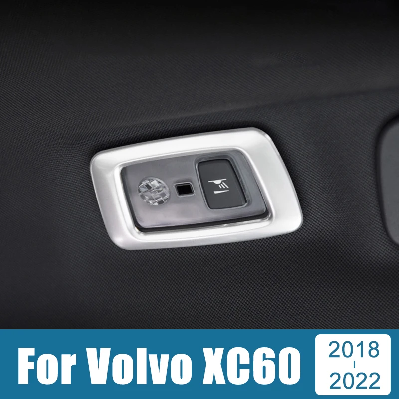 

Stainless Steel Car Internal Rear Reading Light Cover Frame Trim Stickers For Volvo XC60 2018 2019 2020 2021 2022 Accessories