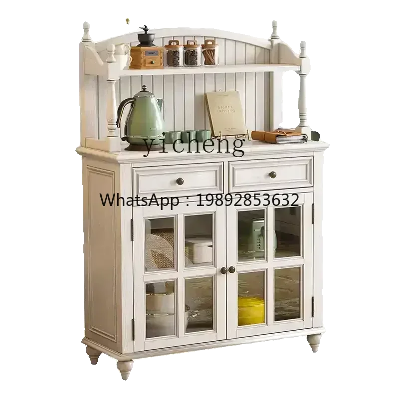 

solid wood dining side cabinet storage tea cabinet kitchen integrated wall retro wine cabinet