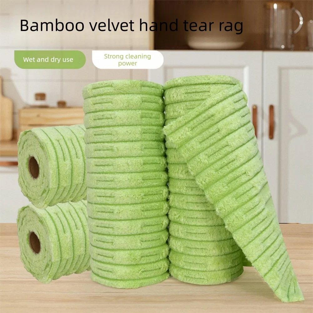 Microfiber Tear Off Cleaning Cloths Bamboo-Terry Hand-Torn Towel Dry Wet Dual Use Reusable For Kitchen Countertop Cleaning