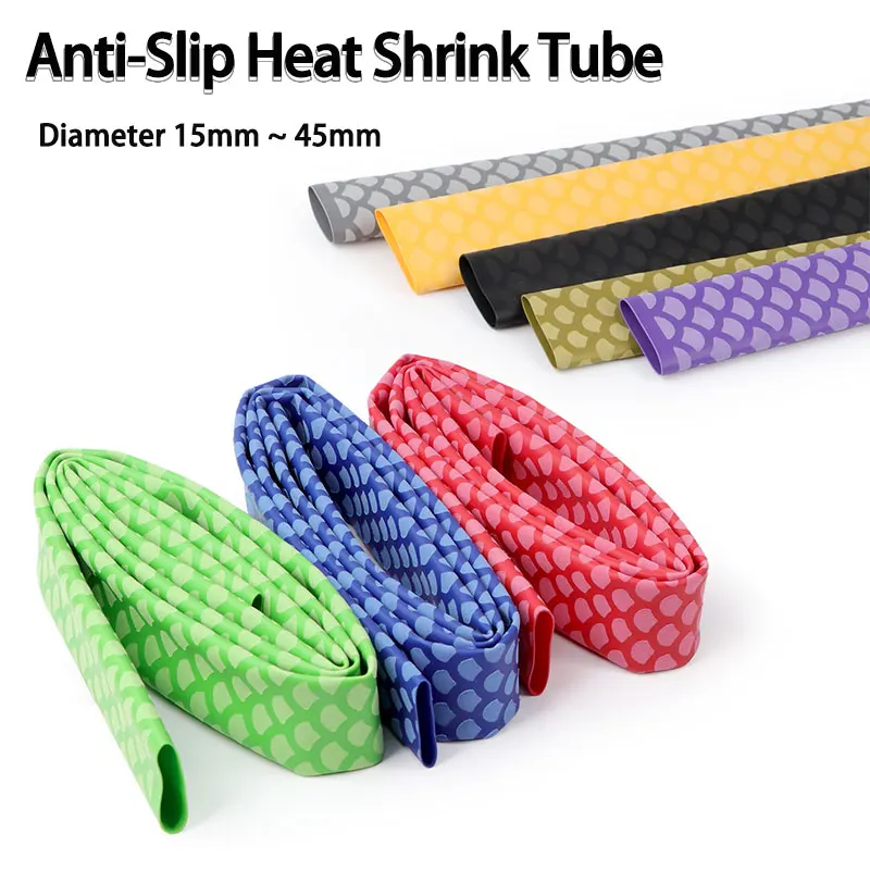 1M Non-slip Heat Shrink Wrap Tubing 15mm-45mm Fishing Rod DIY 8Colors Fish Scale Handle Insulation Waterproof Racket Handle Grip