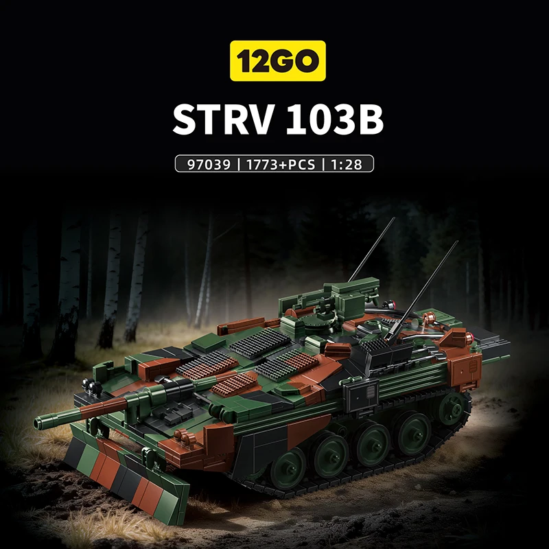 

MOC Armored Vehicle MBT Soldier Military Army DIY Bricks Building Blocks Toy Swedish STRV 103B Tank Main Heavy Battle Tank Model