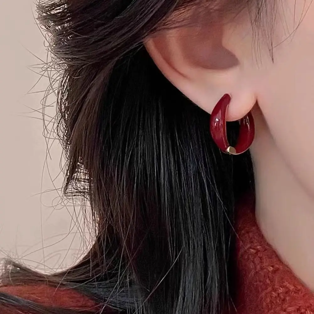 العصرية دائرة المينا هوب أقراط مجوهرات اكسسوارات سبيكة نازف النفط القرط بلون هوب الأذن مشبك هدية #6