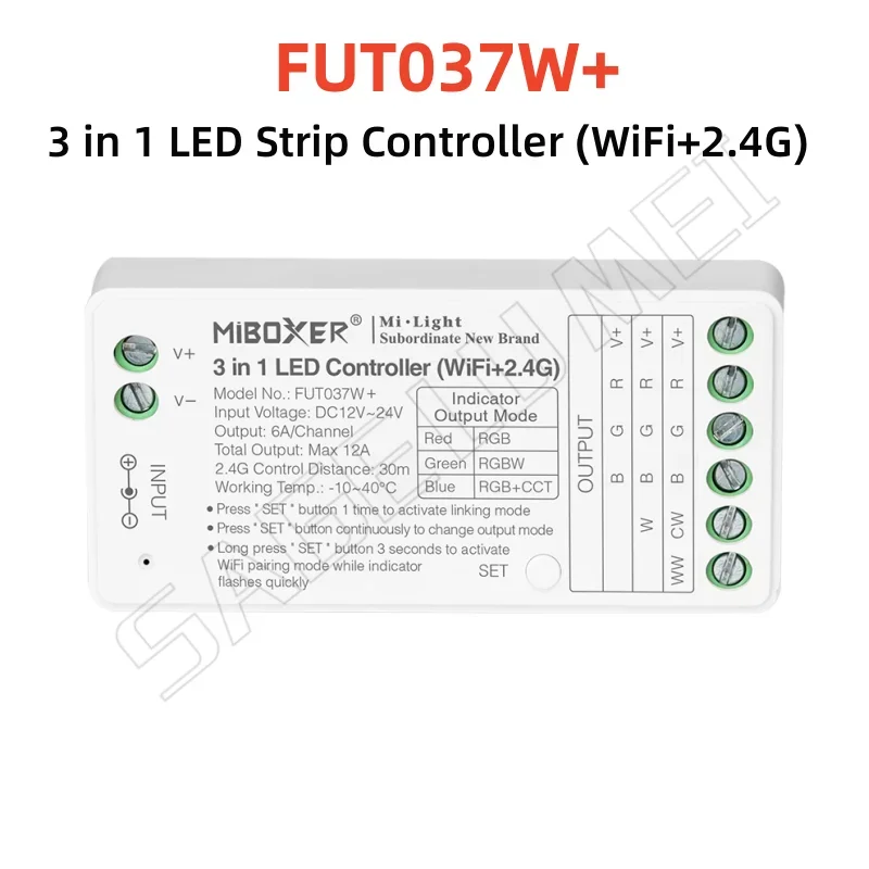 Miboxer WiFi+2.4GHz RF Tuya Smart Controller FUT035W+ FUT037W+ 3In1 for Single/Dual Color RGBW RGB CCT Led Strip Light Dimmer