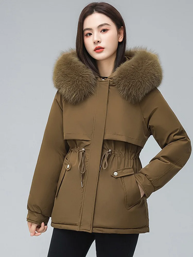 Thick Winter Jacket Parka Women Loose Snow Wear Hooded Coat Lady Big Fur Collar Down Jackets Winter Warm Coat For Female S-3XL