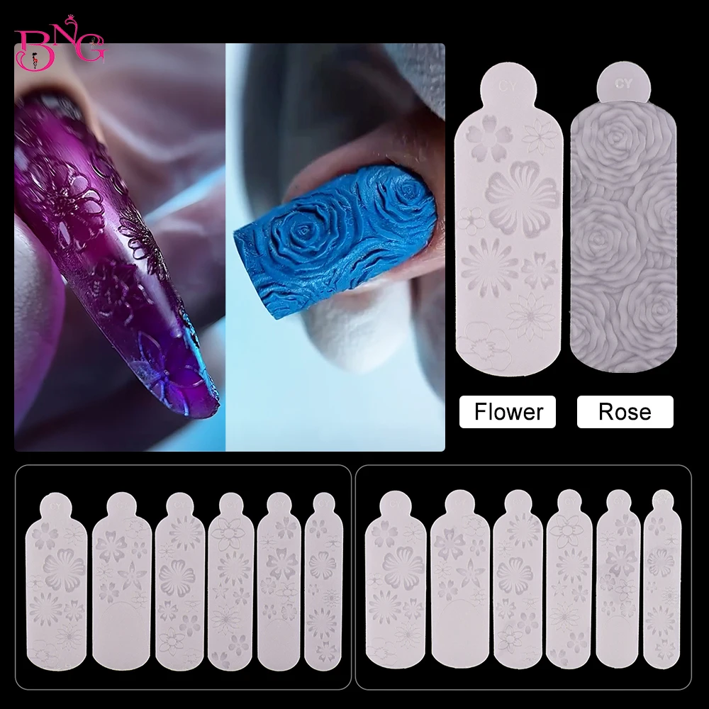 12PCS Flowers Silicone Dual Nail Forms Mold Sticker Manicure Stickers for Poly Nail Gel Forms French Nail Art Molds Silicone Pad