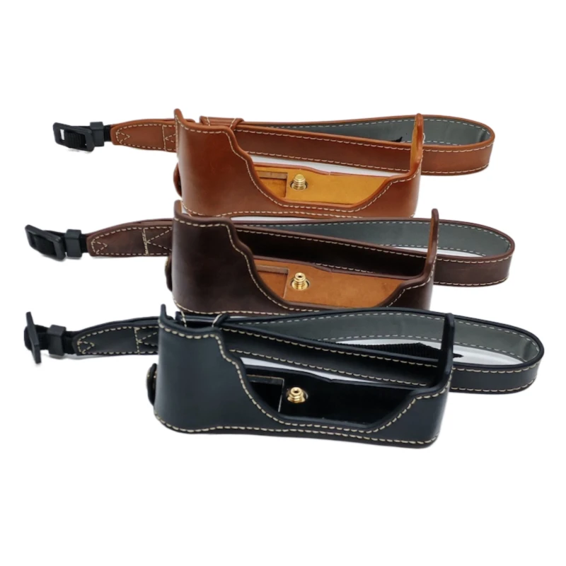 PU Leather Camera Bottom Case Cover Half Bag For Fujifilm Fuji X70 Camera Coffee Black Brown