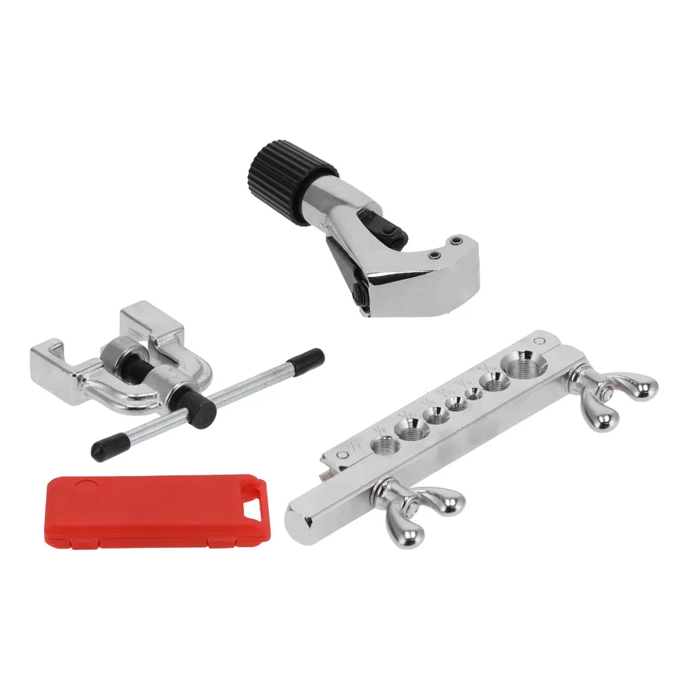 Professional Red Box Flaring Tool Kit Alloy Steel Different Sizes Pipe Cutter Tool Tube Expander Set Cooling System