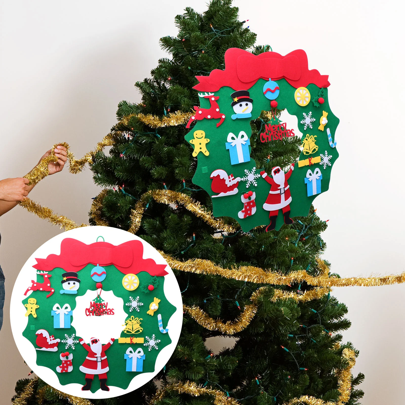 

Felt Wall Christmas Tree Decorations Party Accessories Xmas Santa Adornment Child