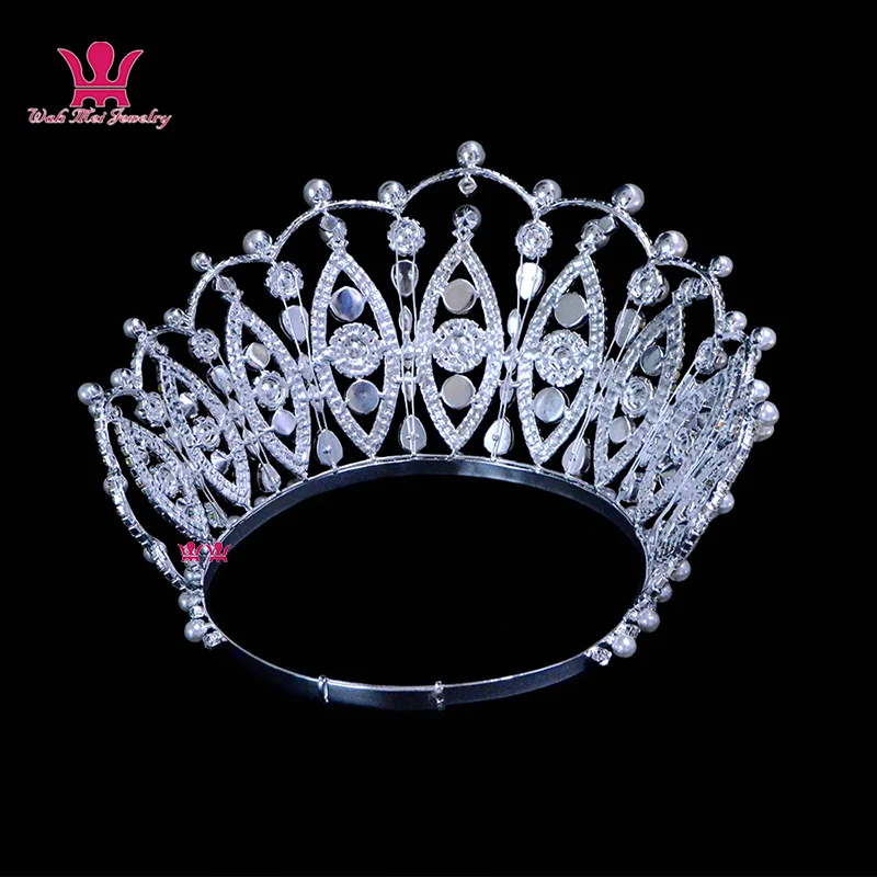 Perlen-Festzugskrone, 15,2 cm, verstellbar, hochwertiges Tiara, australischer Kristall, handgefertigte Accessoires, verstellbare Haarbekleidung Mo265