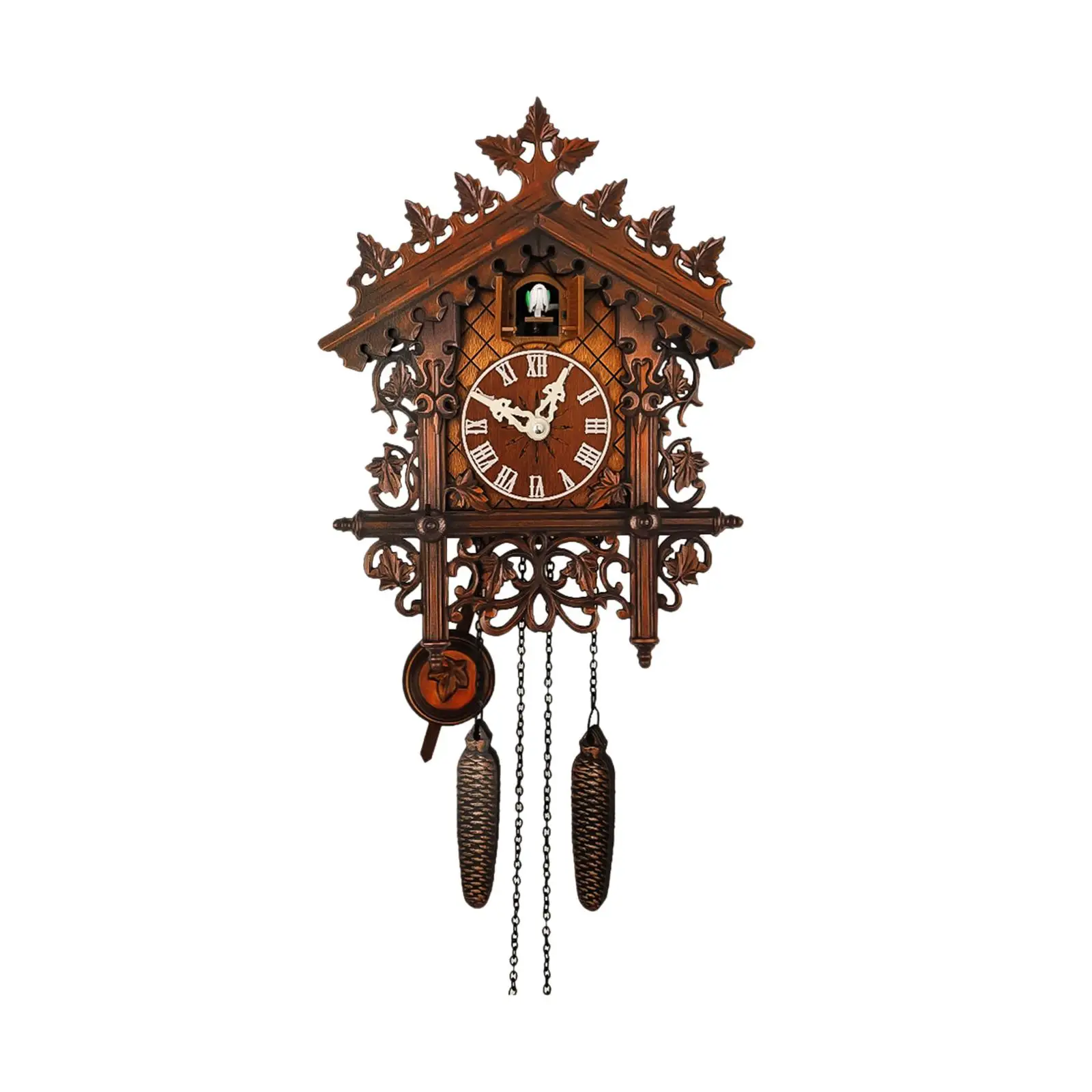 Wooden Cuckoo Clock Antique Battery Powered Wall Clocks Kitchen Wind Chime