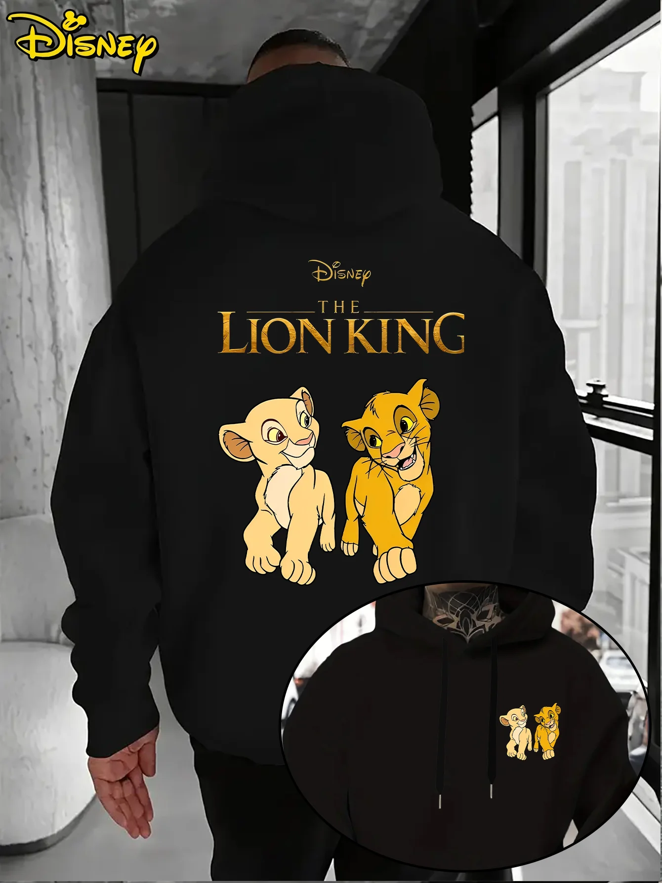 

Дисней, анимированная серия «Король Лев и Симба», негабаритная осенне-зимняя толстовка с капюшоном, уличная одежда для взрослых и детей, одинаковый стиль
