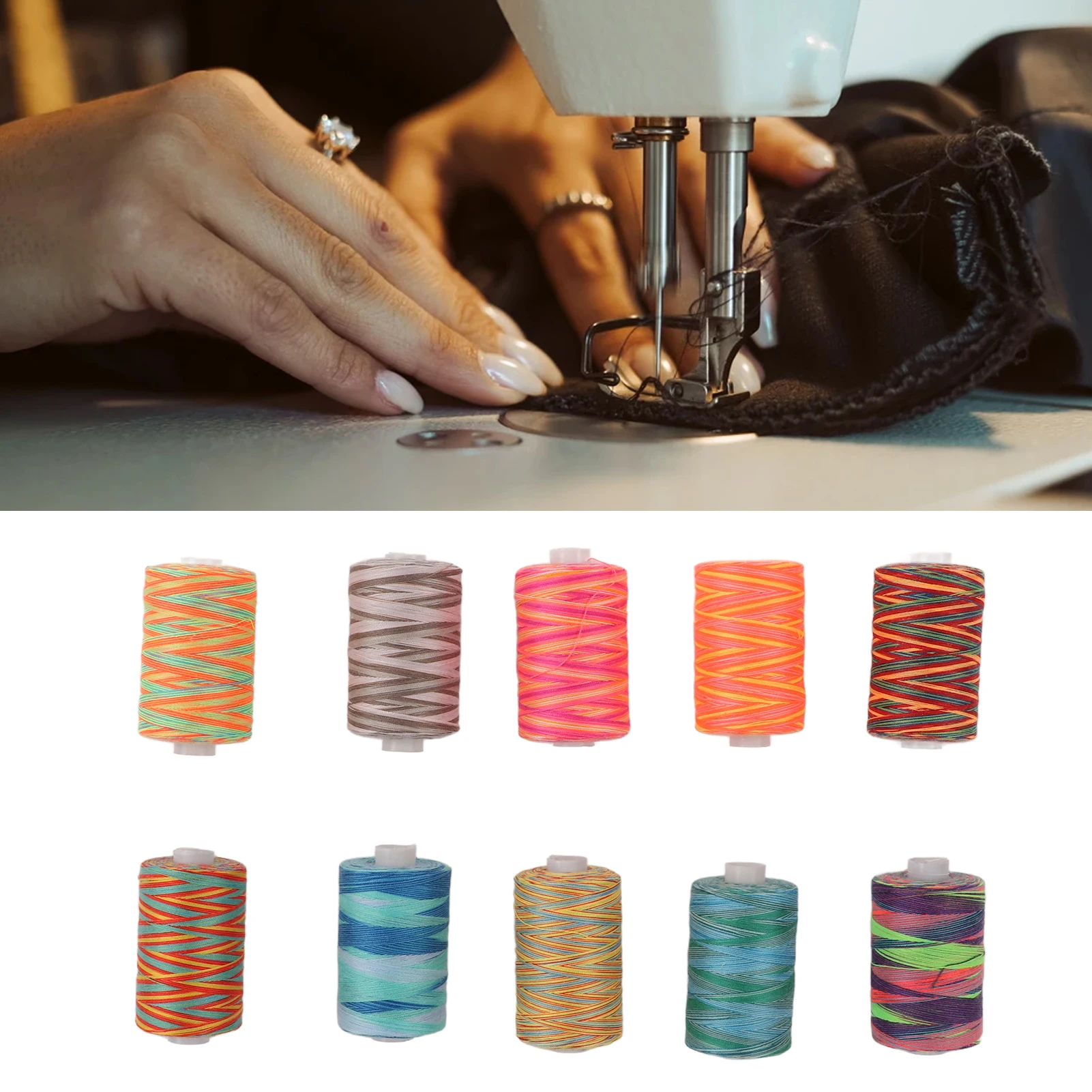 

10 шт. ниток для вышивальных машин, прочные, износостойкие, полиэстеровые, разноцветные, 402, швейные нитки