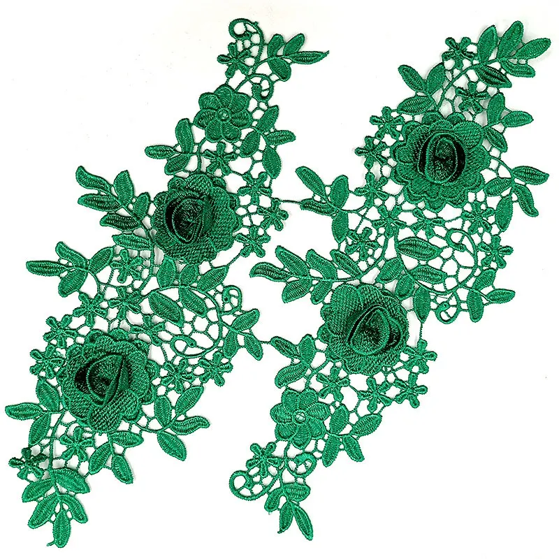 1 Pair Embroidery Lace Applique Sew On Dress Lace Applique Flower Polyester Patch DIY Dancing Garment Accessories