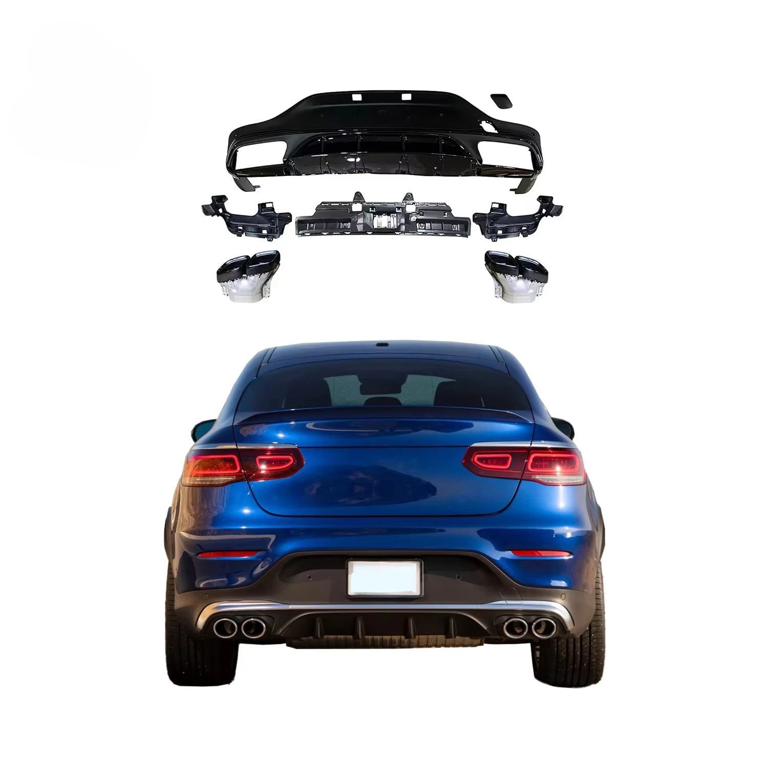 Picture 3: GLC43  Style Car Rear Bumper Diffuser With Tips for C253 Coupe 2019+