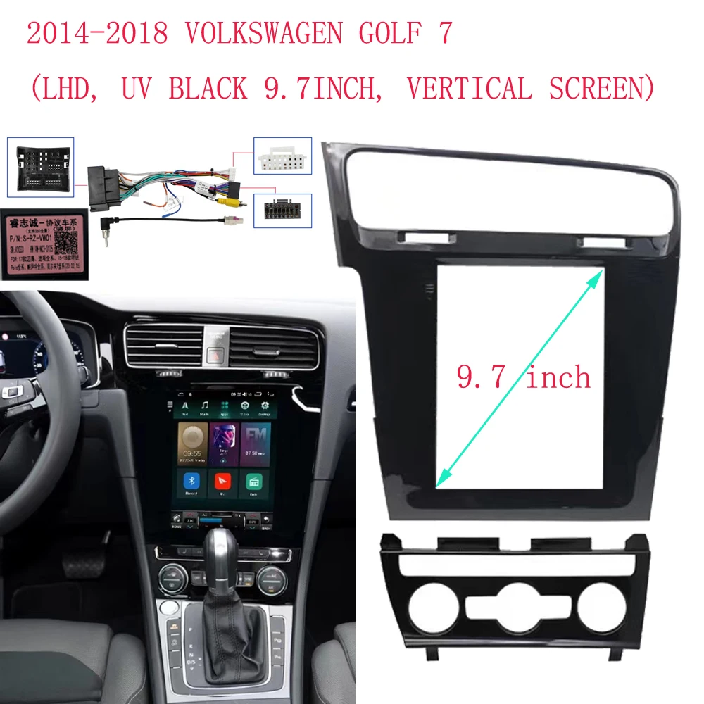 

9,7 дюймовая панель для Volkswagen Golf 7 2014-2018, автомобильное радио, GPS, MP5, Android плеер, стерео, 2 Din, панель приборной панели, рамка, крышка